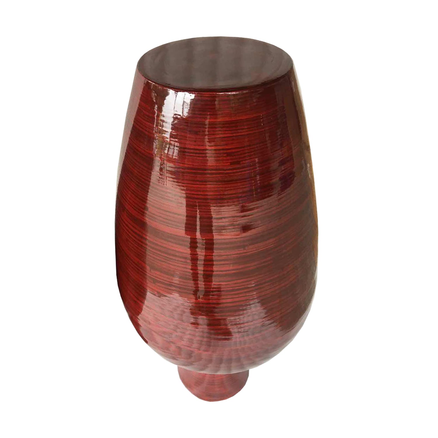 29.5" Red Lacquer Spun Bamboo Floor Vase
