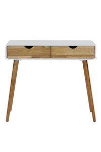 35.5" X 12" X 31.5" White MDF Wood Console Table with Drawers