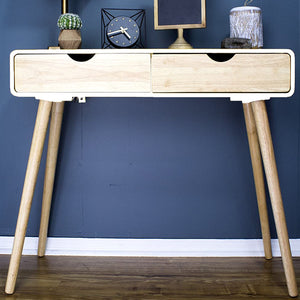 35.5" X 12" X 31.5" White MDF Wood Console Table with Drawers