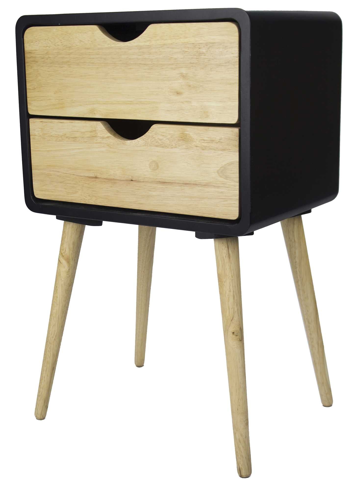 16" X 12" X 26" Black MDF  Wood End Table with  Drawer