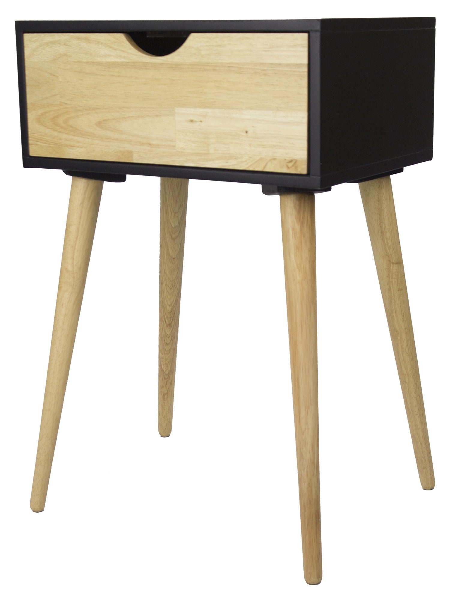 16" X 12" X 24" Black MDF  Wood End Table with  Drawer