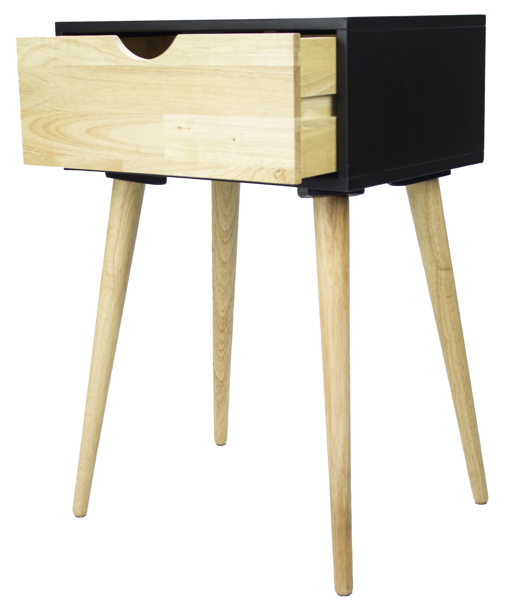 16" X 12" X 24" Black MDF  Wood End Table with  Drawer