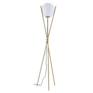 20.7" X 11" X 68.9" White And Brushed Brass Frosted Glass Floor Lamp