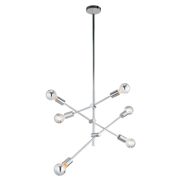 31.5" X 31.5" X 76" Chrome Metal Ceiling Lamp