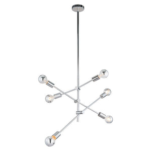 31.5" X 31.5" X 76" Chrome Metal Ceiling Lamp