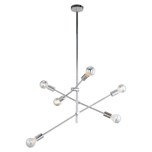 31.5" X 31.5" X 76" Chrome Metal Ceiling Lamp