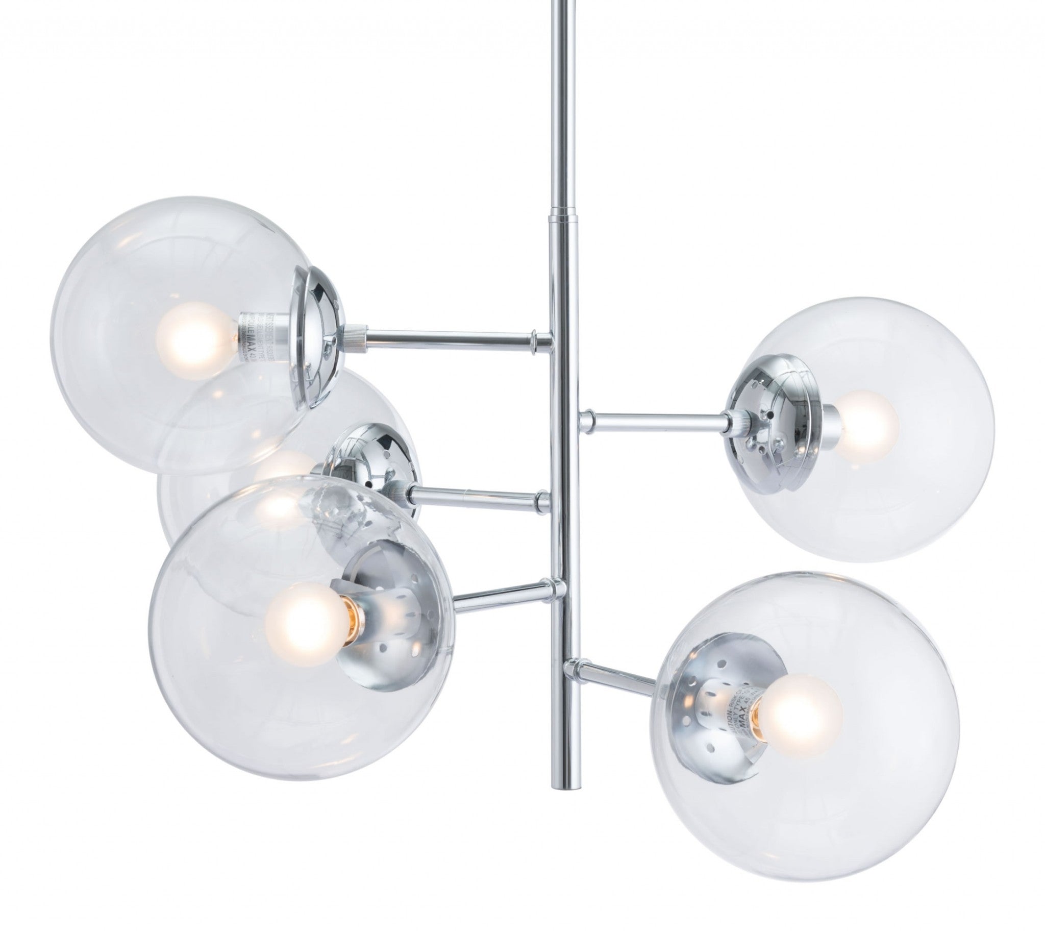 25.6" x 25.6" x 63.8" Chrome, Glass, Metal, Ceiling Lamp