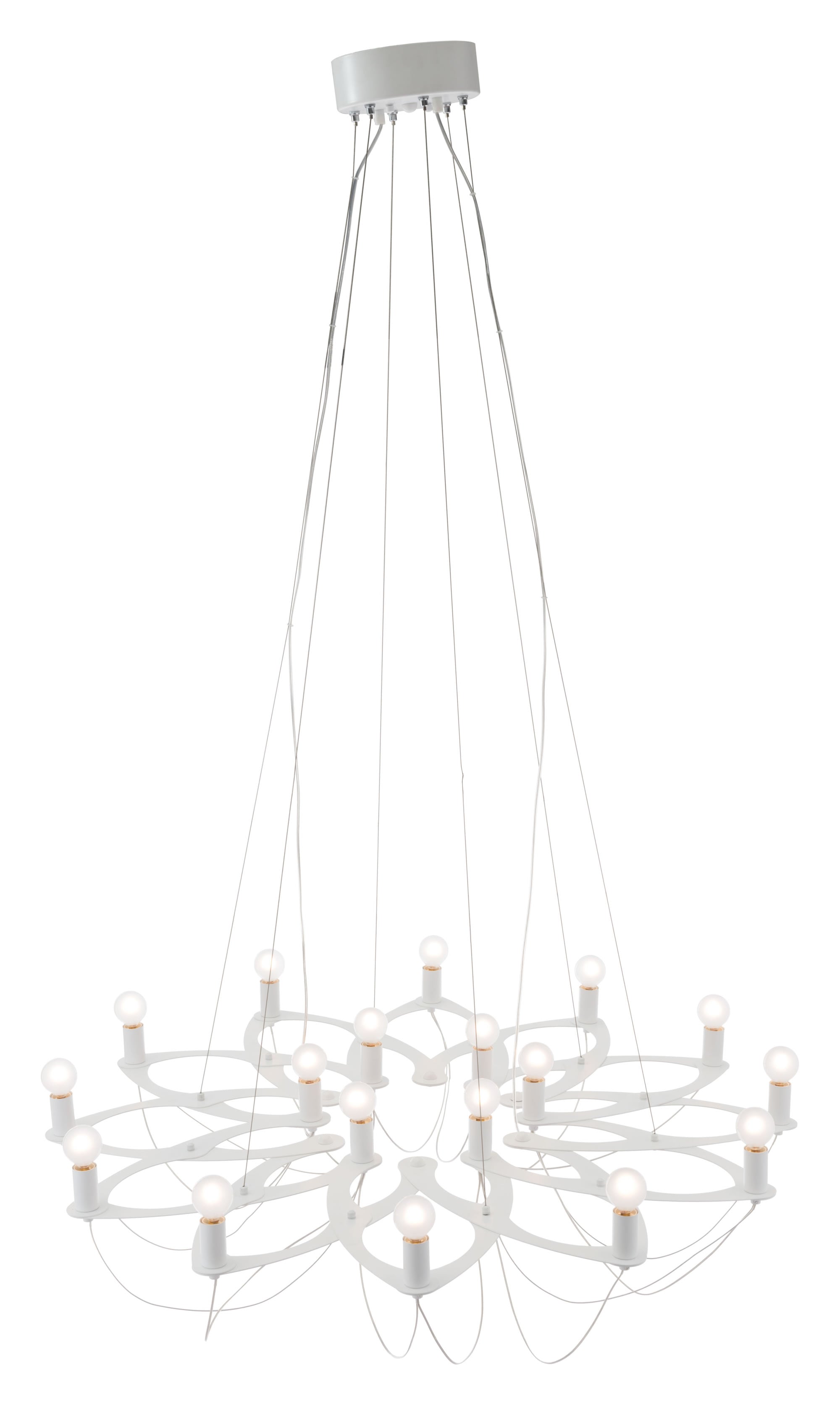 42.5" x 42.5" x 11" White, Metal, Ceiling Lamp