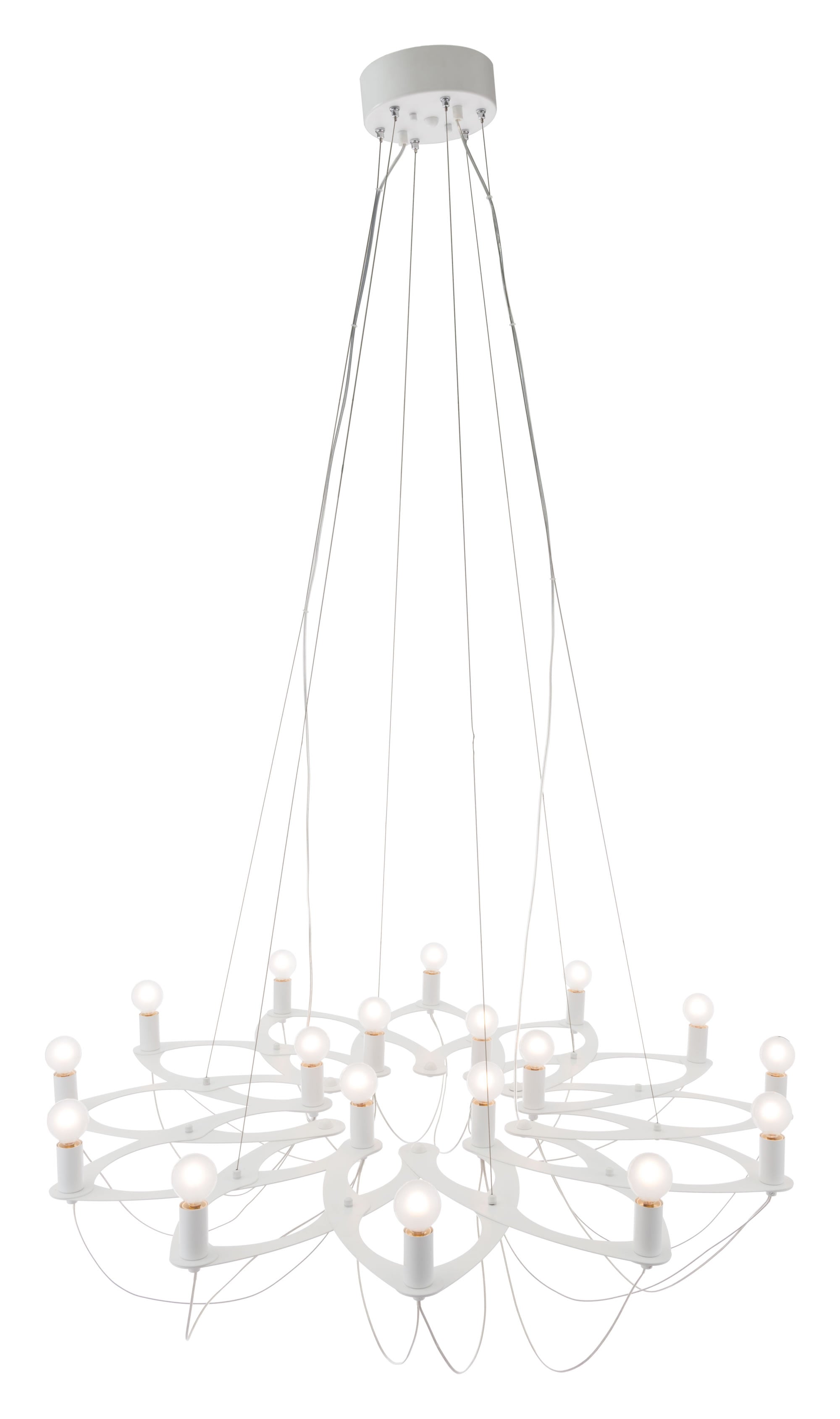 42.5" x 42.5" x 11" White, Metal, Ceiling Lamp