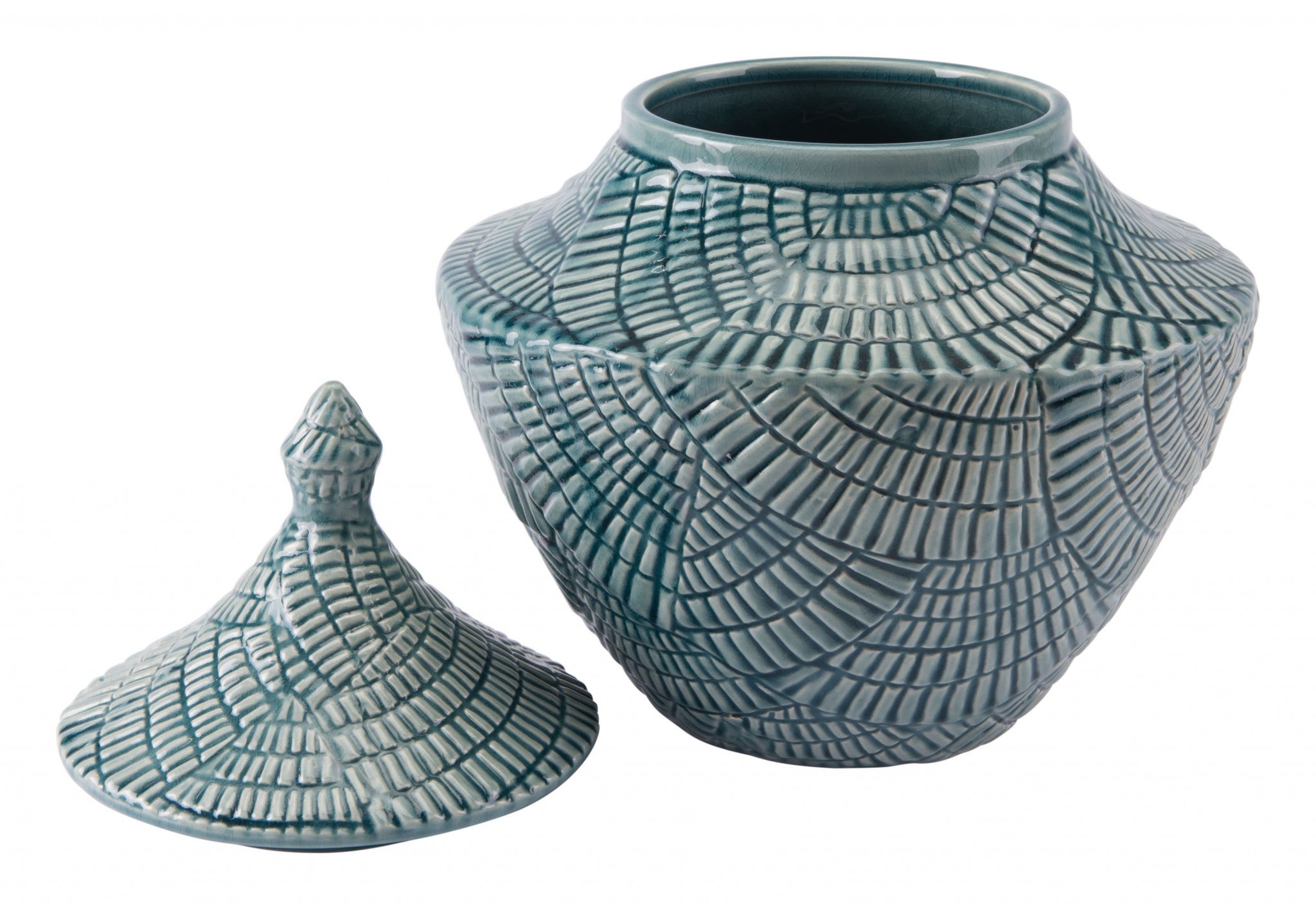 Small Ceramic Covered Candy Jar in Mint