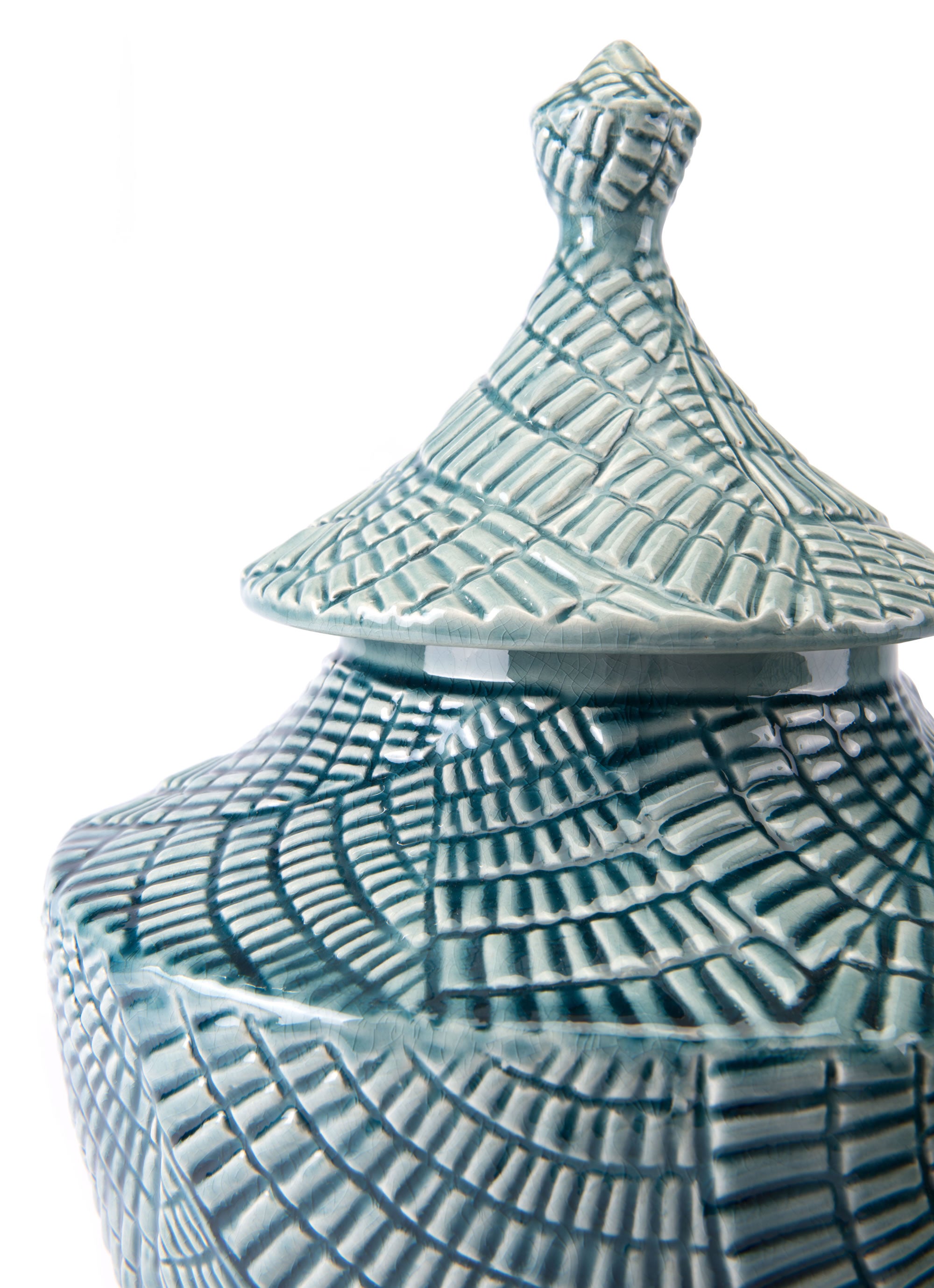 Small Ceramic Covered Candy Jar in Mint