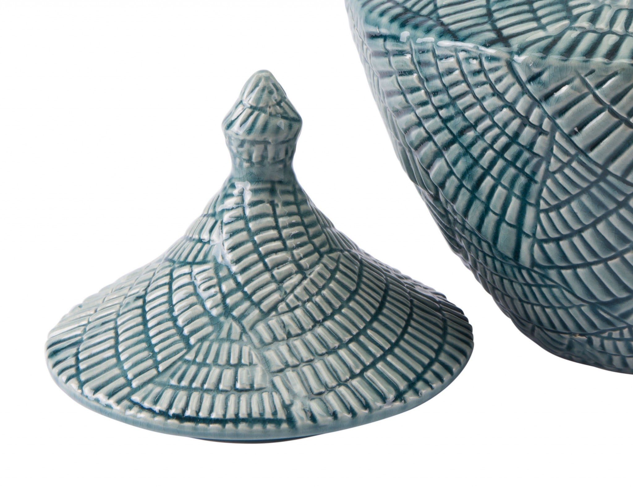 Small Ceramic Covered Candy Jar in Mint