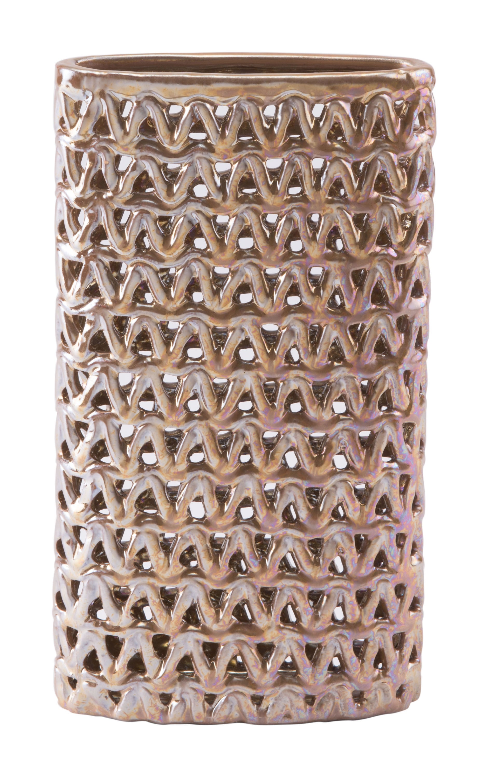 5.9" x 2" x 10.4" Pearl Yellow, Ceramic, Small Vase