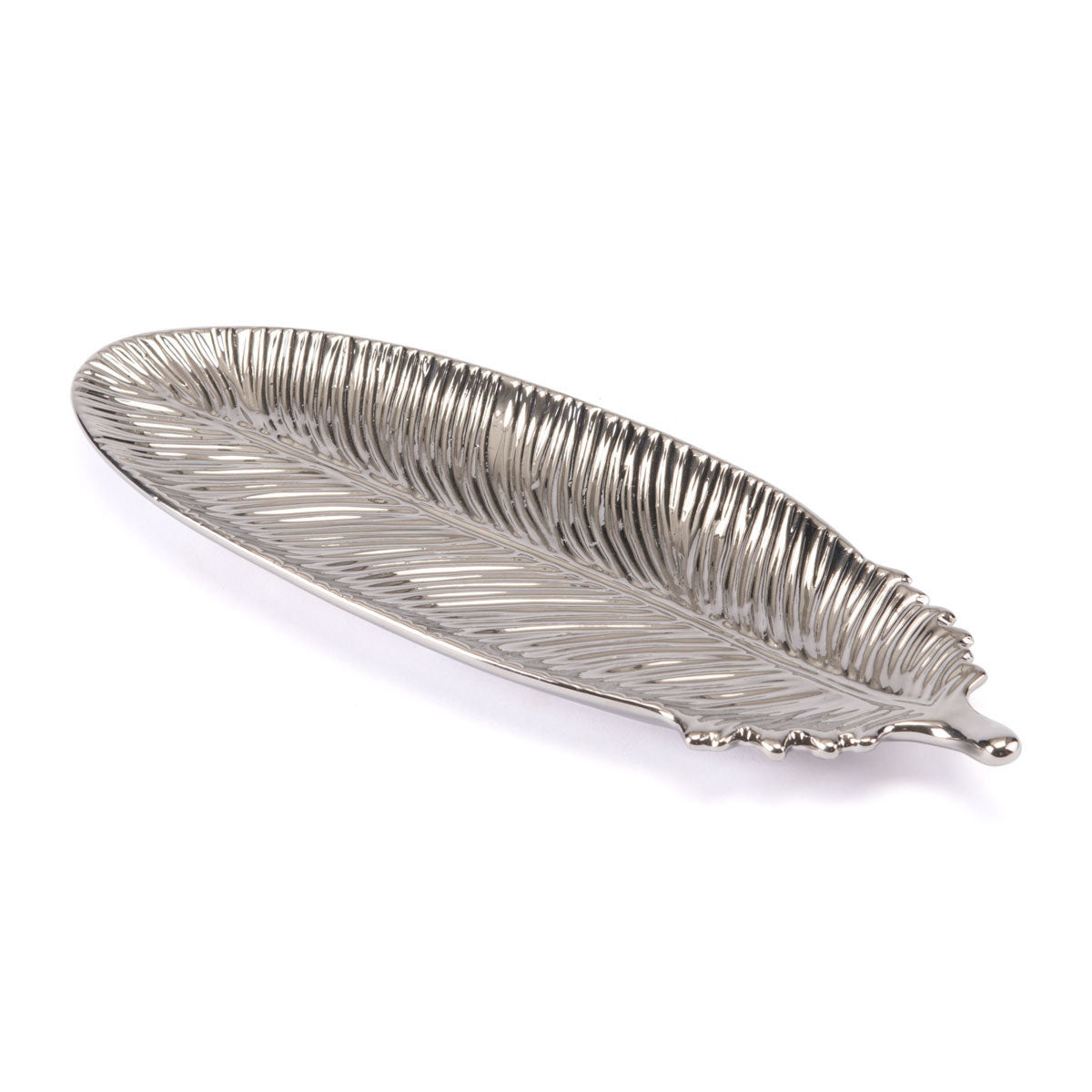 10.6" x 3.9" x 0.8" Silver, Ceramic, Feather Small