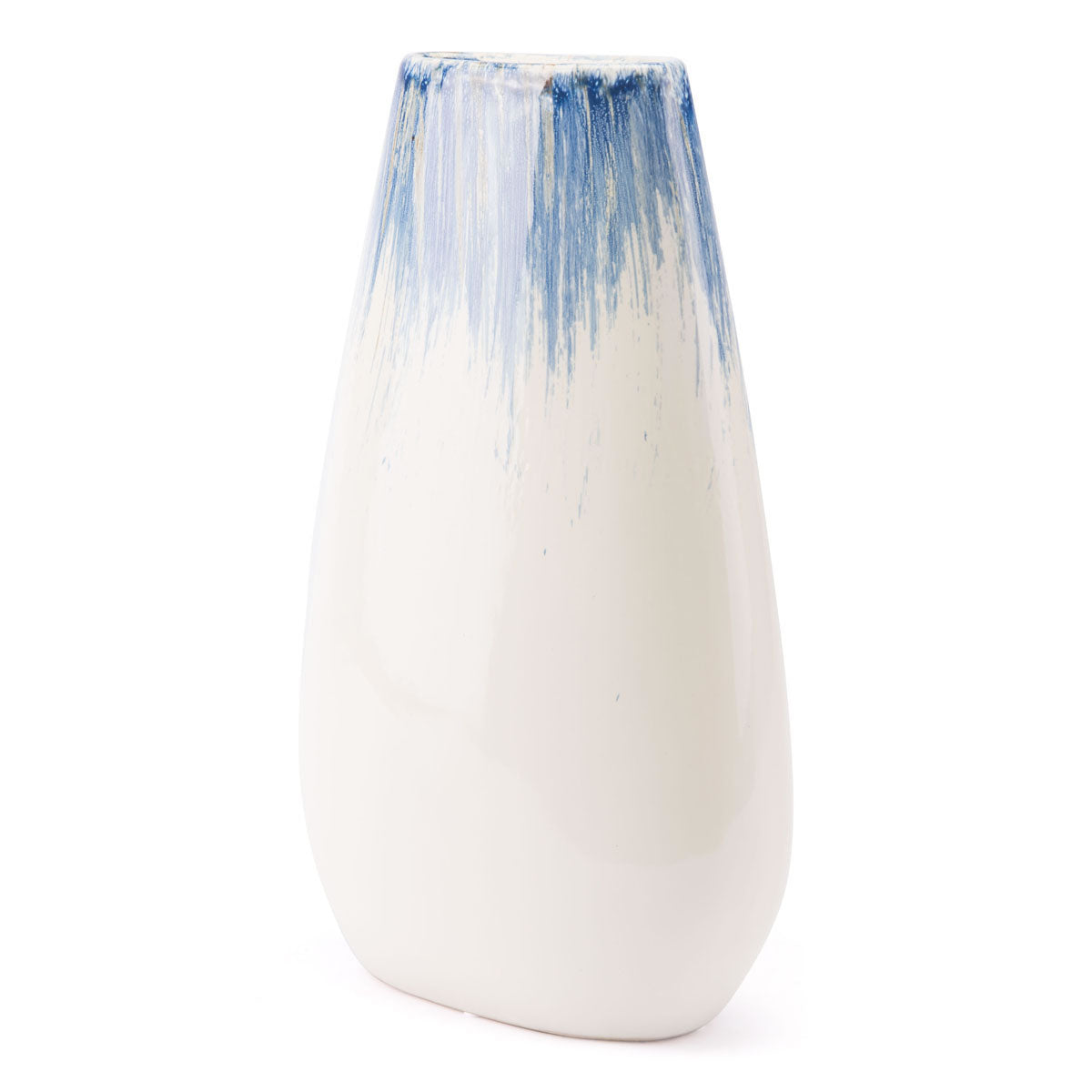 9.3" x 5.1" x 15.2" Blue & White, Ceramic, Large Vase