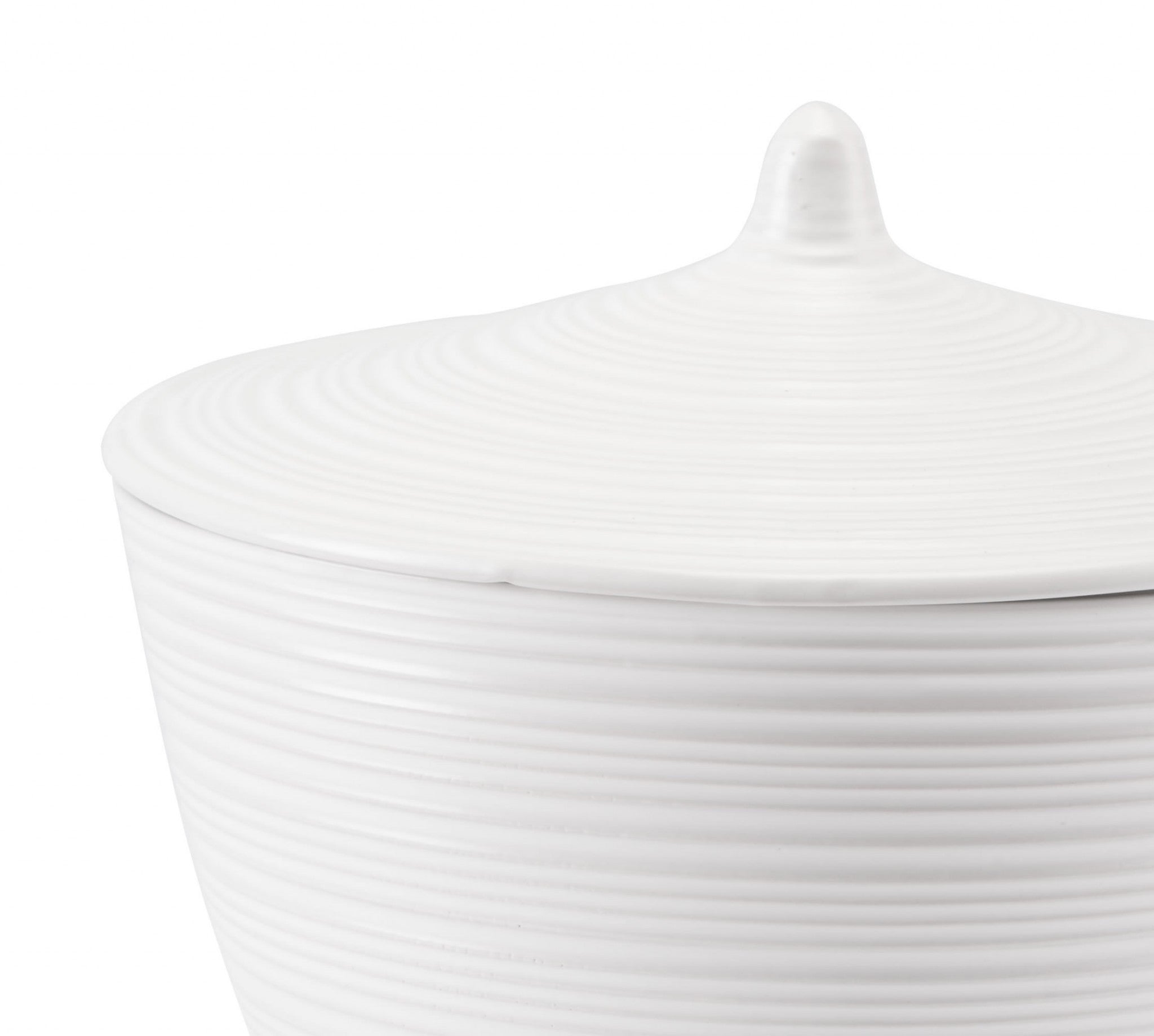 12.4" x 12.4" x 11" White, Ceramic, Covered Jar