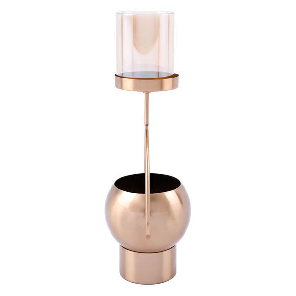 13.8" X 5.9" X 17.7" Antique Brass Candle Holder
