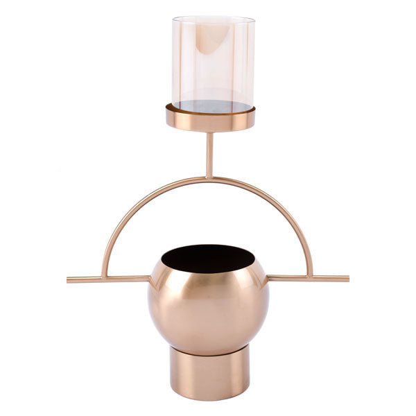 13.8" X 5.9" X 17.7" Antique Brass Candle Holder