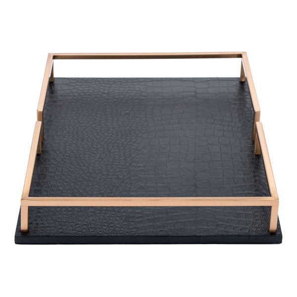 15.7" X 11.6" X 2" Black Square Table Tray
