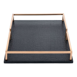 15.7" X 11.6" X 2" Black Square Table Tray