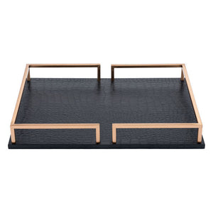 15.7" X 11.6" X 2" Black Square Table Tray