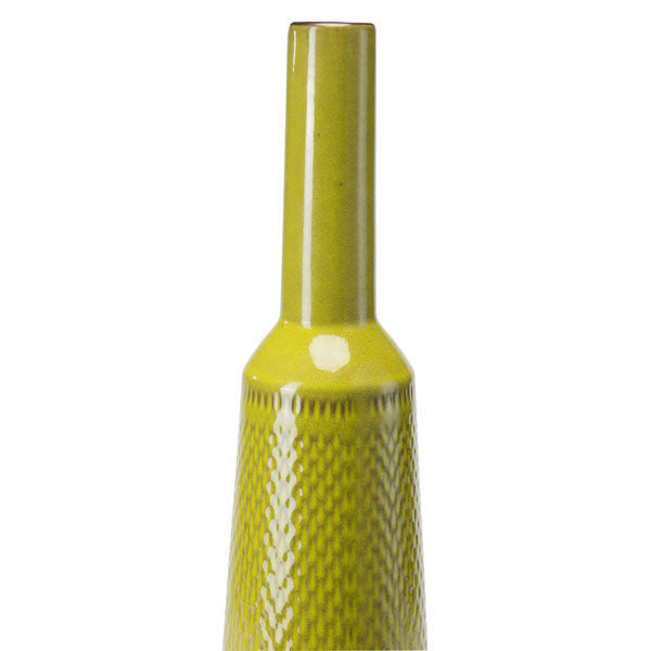 4.3" X 4.3" X 14" Small Long Olive Green Neck Bottle