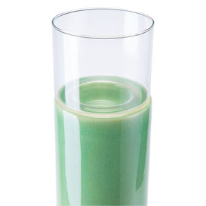 4.3" X 4.3" X 11.4" Green And Gray Stoneware Candle Holder