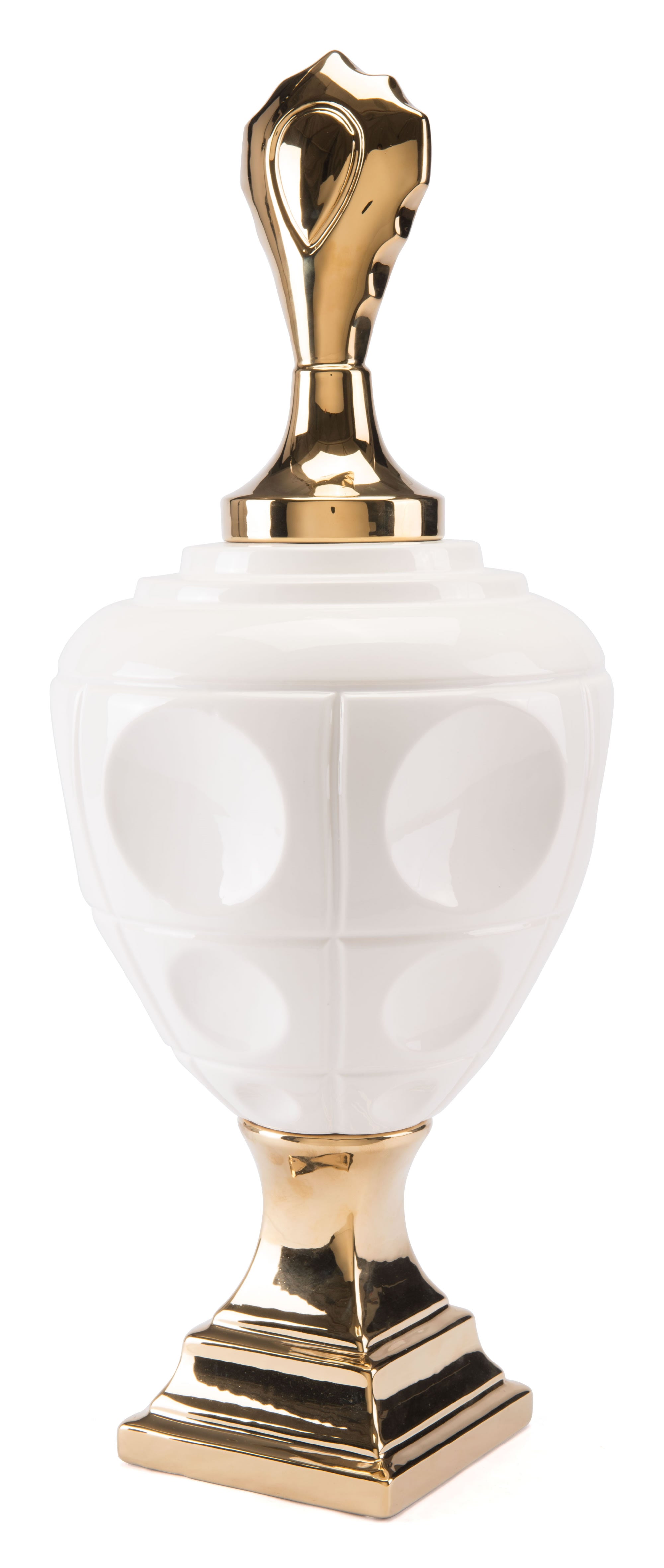 10.4" x 10.4" x 25.6" Gold & White, Dolomite, Jar Large