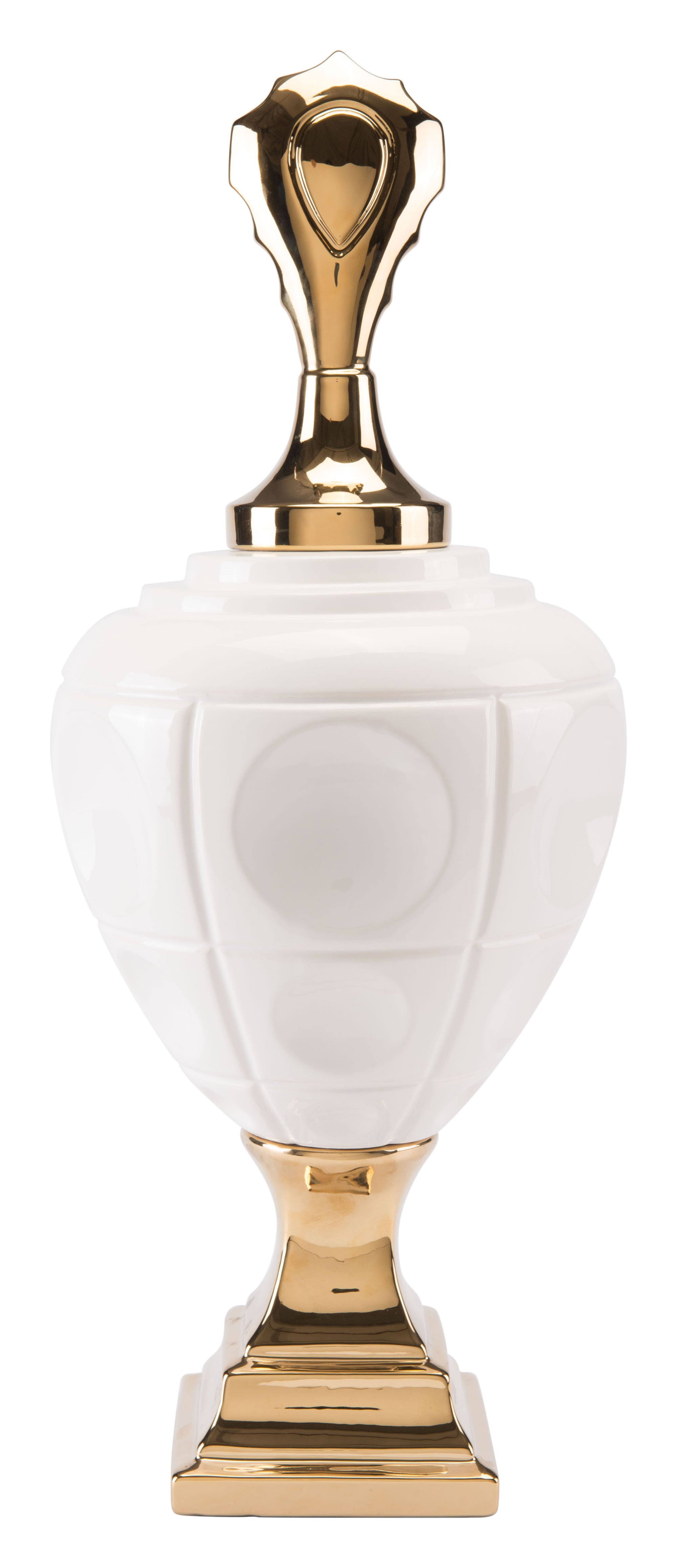 10.4" x 10.4" x 25.6" Gold & White, Dolomite, Jar Large