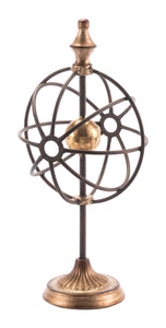 Set of 2 Steel Globes on Pedestal Sculptures