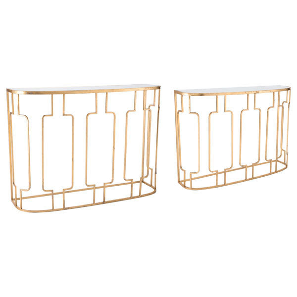 42.9" X 12.6" X 30.7" 2 Pcs Gold Console Tables
