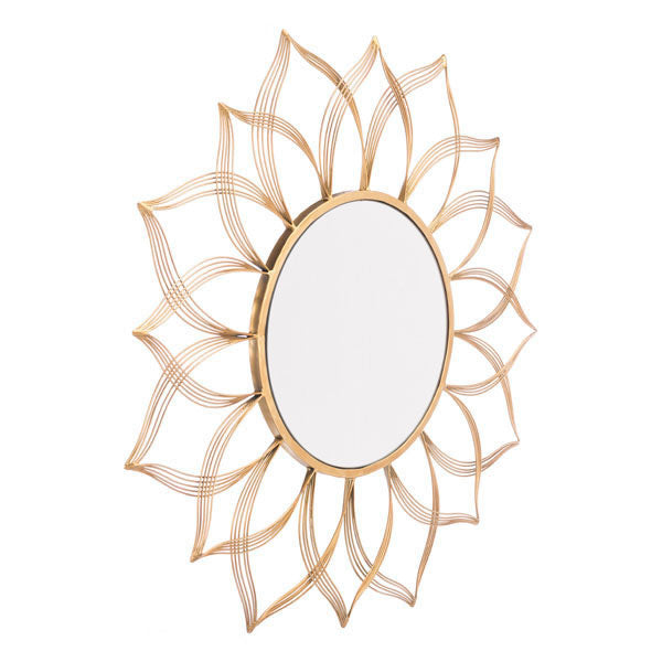 27.6" X 0.8" X 27.6" Gold Flower Mirror
