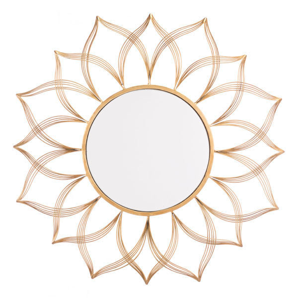 27.6" X 0.8" X 27.6" Gold Flower Mirror
