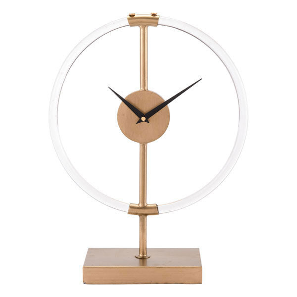 7.9" X 4.3" X 17.9" Amazing Clear Gold Clock