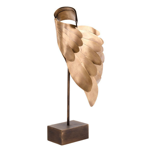 8.7" X 5.5" X 17.7" Gold Wing Sculpture Decor