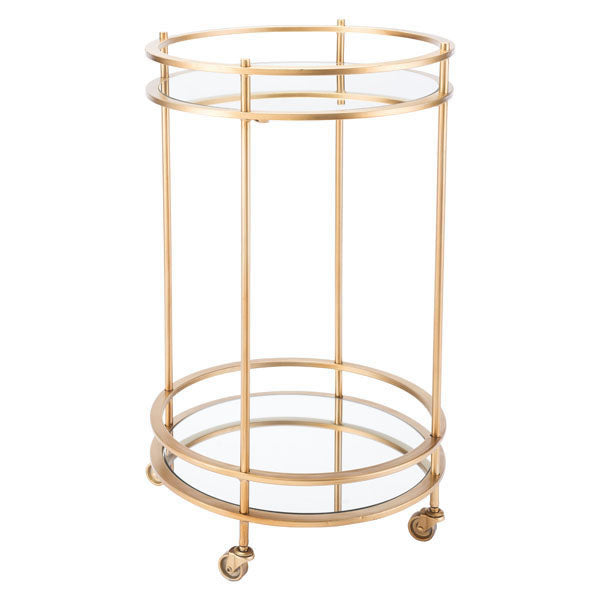 17.9" X 17.9" X 29.9" Gold Round Bar Cart