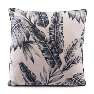 17.7" X 17.7" X 1.2" Black And Beige Leaves Pillow