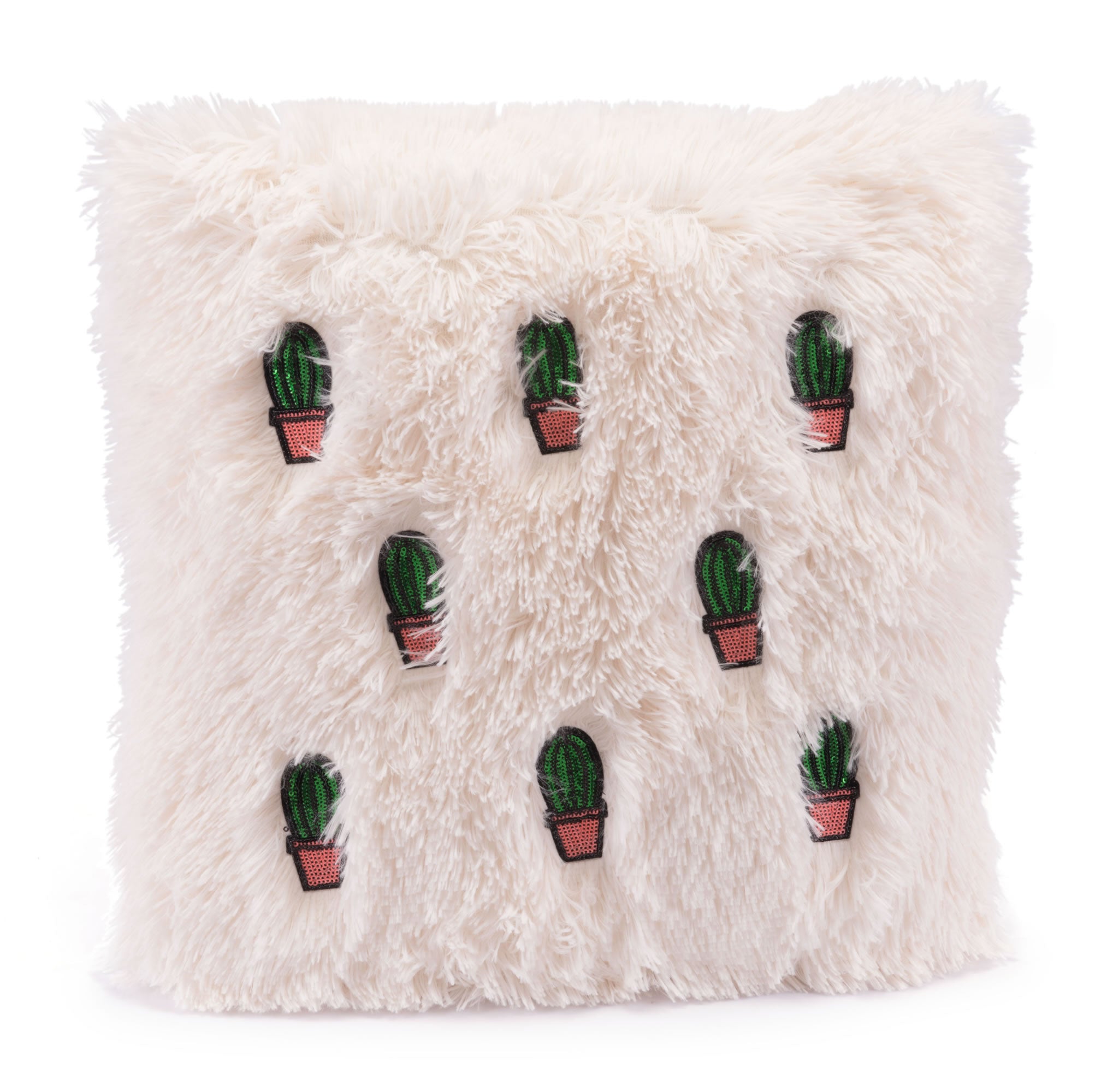 17.7" x 17.7" x 1.2" Beige & Pink, Foam, Cactus Pillow
