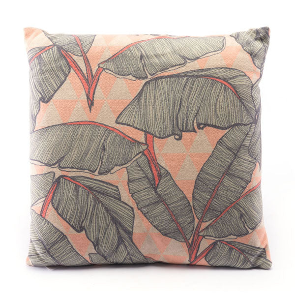 Tropical Palms Coral Pink Square Pillow