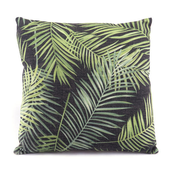 17.7" X 17.7" X 1.2" Tropical Black And Green Multicolor Pillow