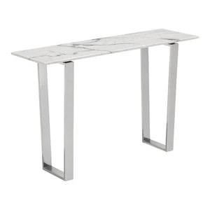 47.2" X 14.2" X 20.3" Stone And Brushed Stainless Steel Atlas Console Table