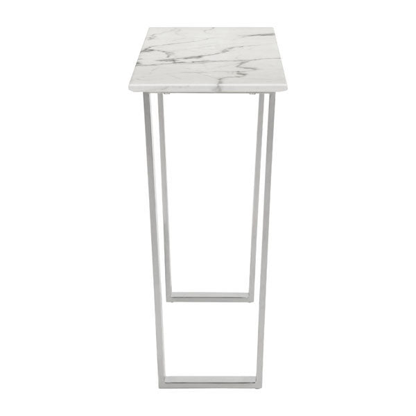 47.2" X 14.2" X 20.3" Stone And Brushed Stainless Steel Atlas Console Table