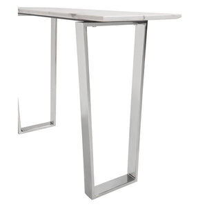 47.2" X 14.2" X 20.3" Stone And Brushed Stainless Steel Atlas Console Table