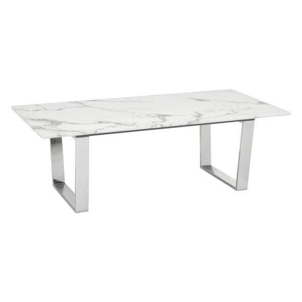 47.2" X 23.6" X 15.7" Stone And Brushed Stainless Steel Atlas Coffee Table