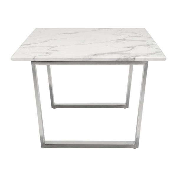 47.2" X 23.6" X 15.7" Stone And Brushed Stainless Steel Atlas Coffee Table