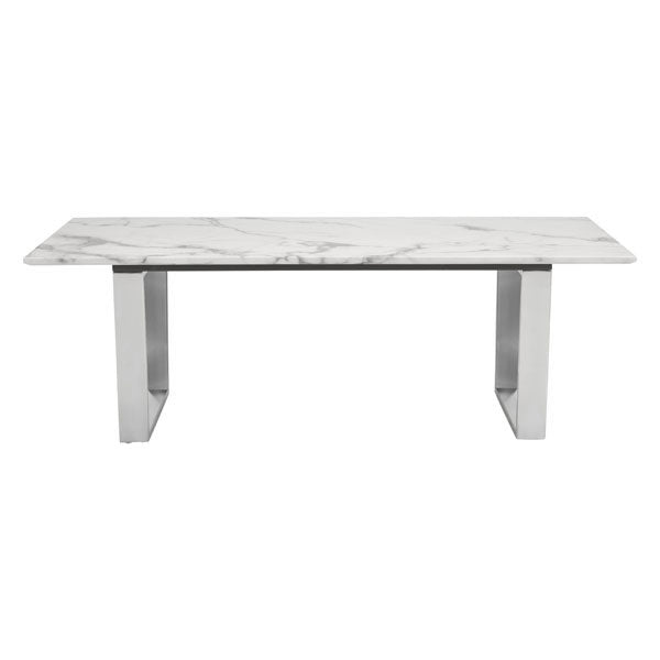 47.2" X 23.6" X 15.7" Stone And Brushed Stainless Steel Atlas Coffee Table