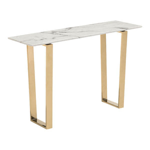 47.2" X 14.2" X 30.3" Stone And Gold Atlas Console Table