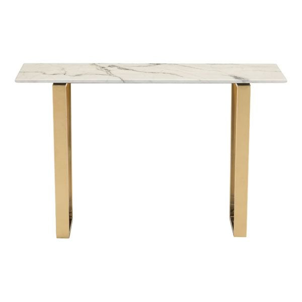 47.2" X 14.2" X 30.3" Stone And Gold Atlas Console Table