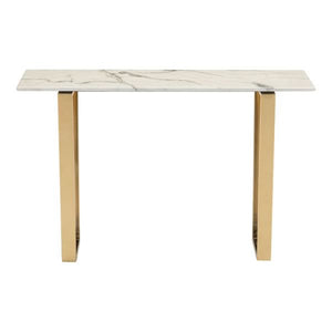47.2" X 14.2" X 30.3" Stone And Gold Atlas Console Table