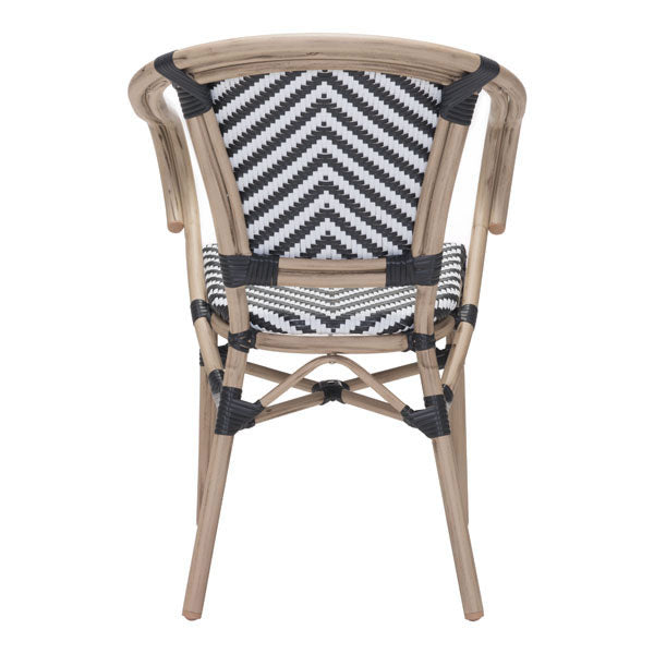 22" X 22" X 32.7" 2 Pcs Black And White Polyethylene Dining Arm Chair